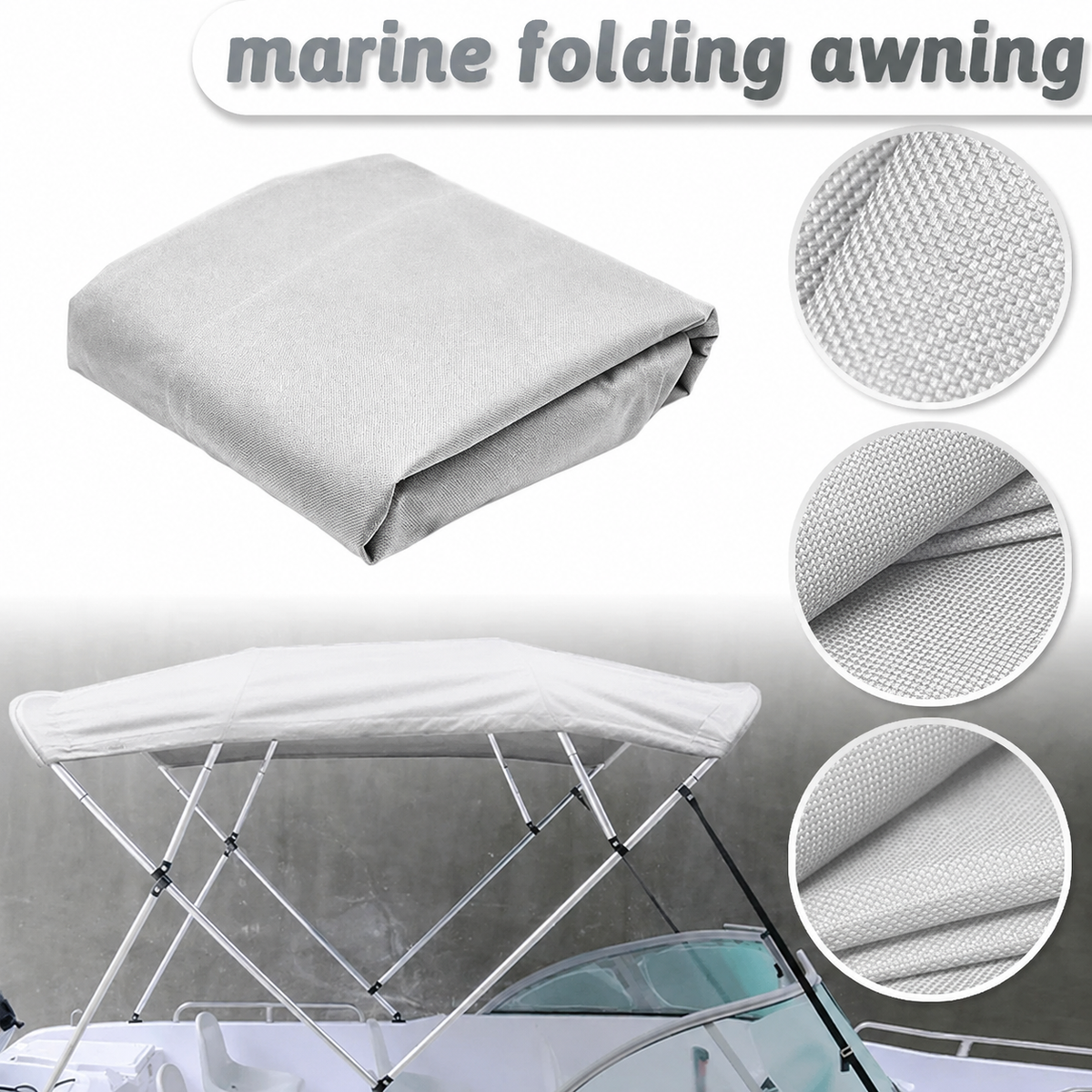 3 Bow Boat Bimini Top Replacement Canvas White Waterproof 155–229cm