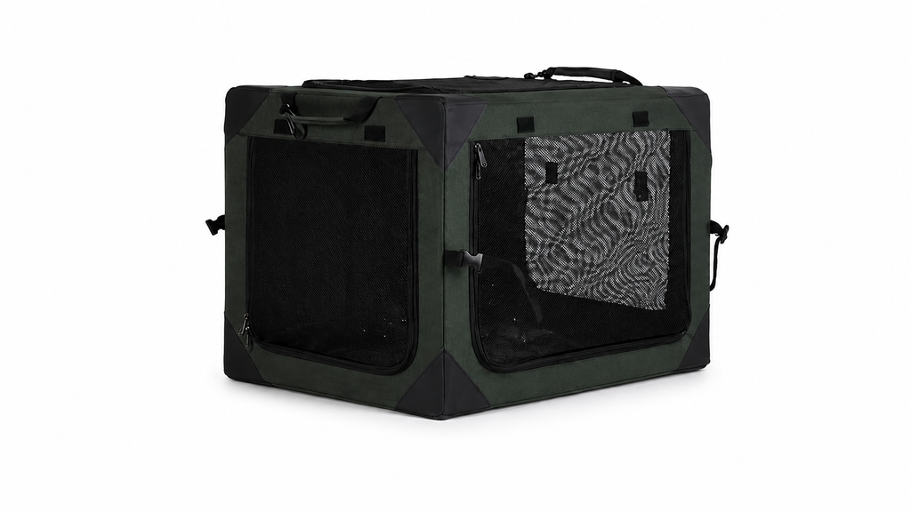 Foldable Soft Pet Travel Crate with Cushion and Carry Handles for Dogs and Cats