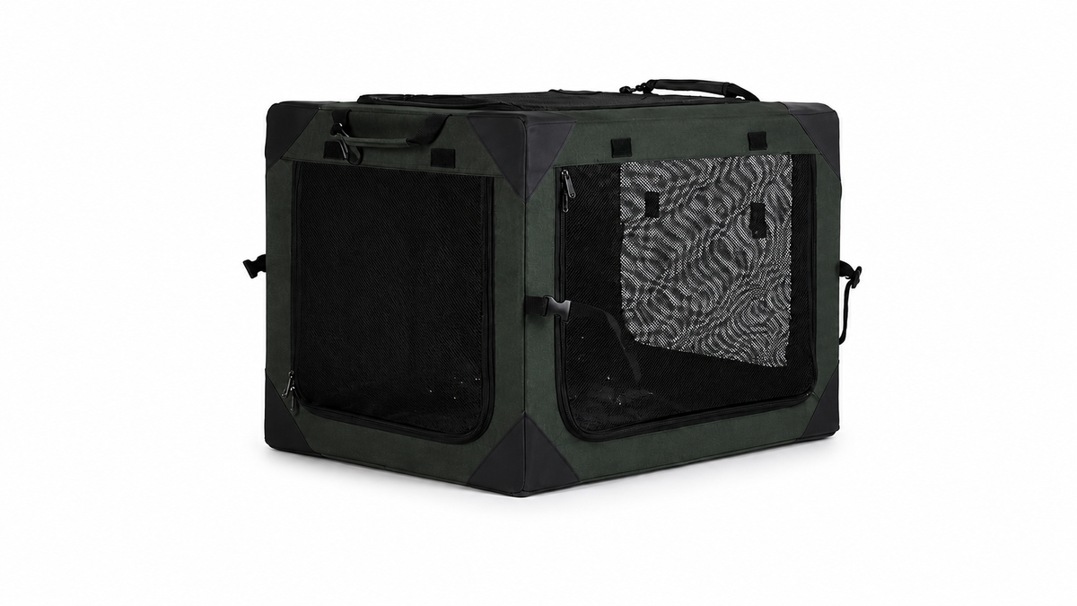 Foldable Soft Pet Travel Crate with Cushion and Carry Handles for Dogs and Cats