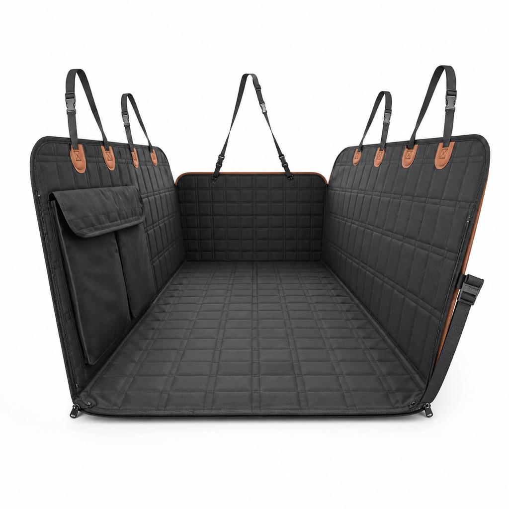 Waterproof Dog Seat Cover with Hard Bottom Back Seat Extender for Cars, SUVs and Trucks