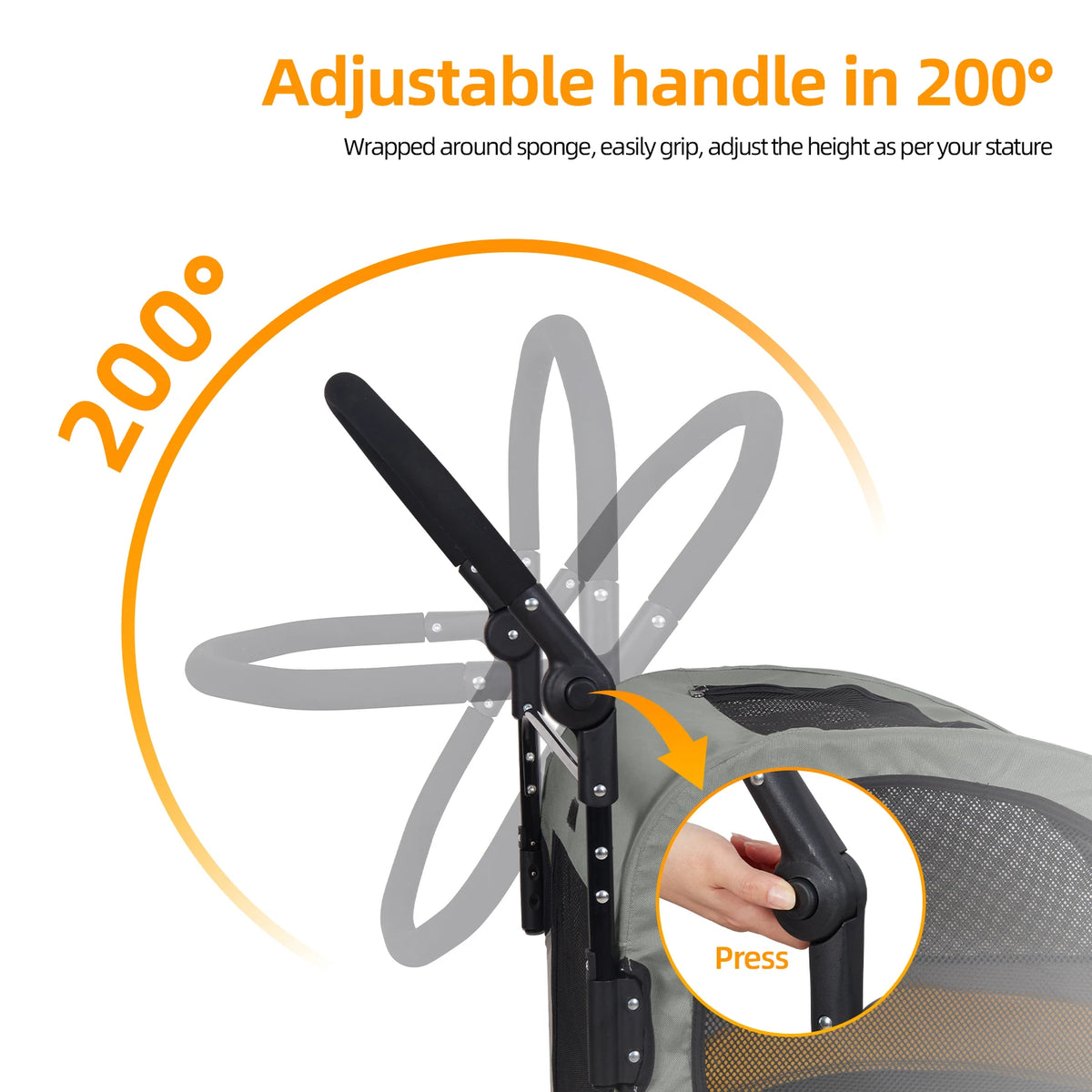 Pet Stroller Foldable 4 Wheel Carrier with Breathable Mesh and Lockable Wheels