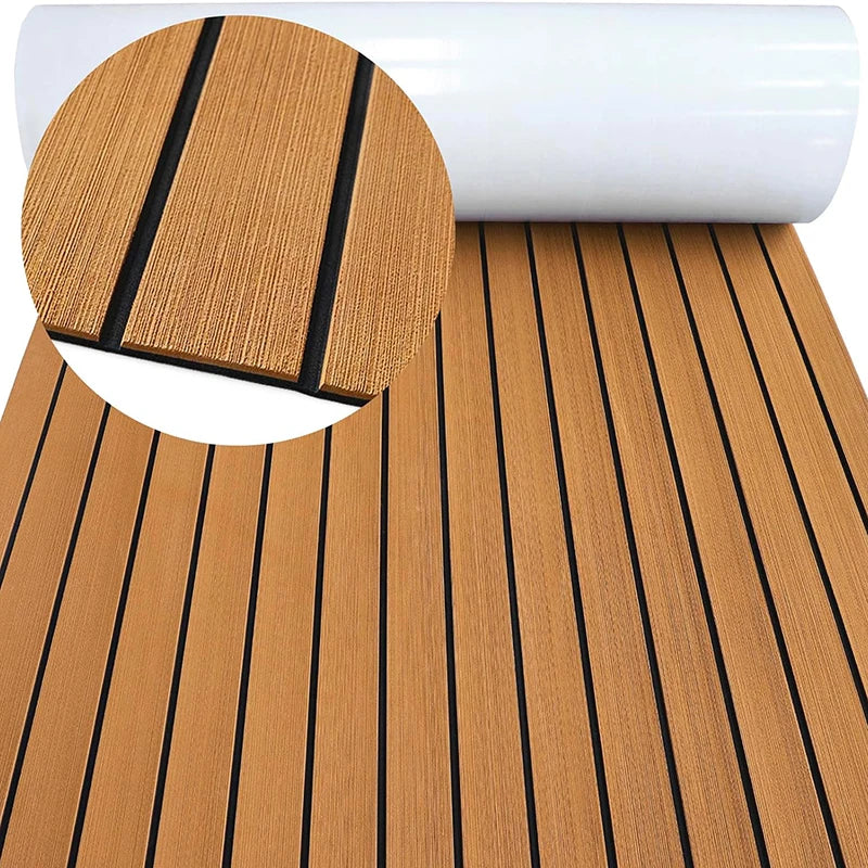 2400 x 450mm EVA Faux Teak Boat Deck Flooring Self Adhesive Marine Deck Mat