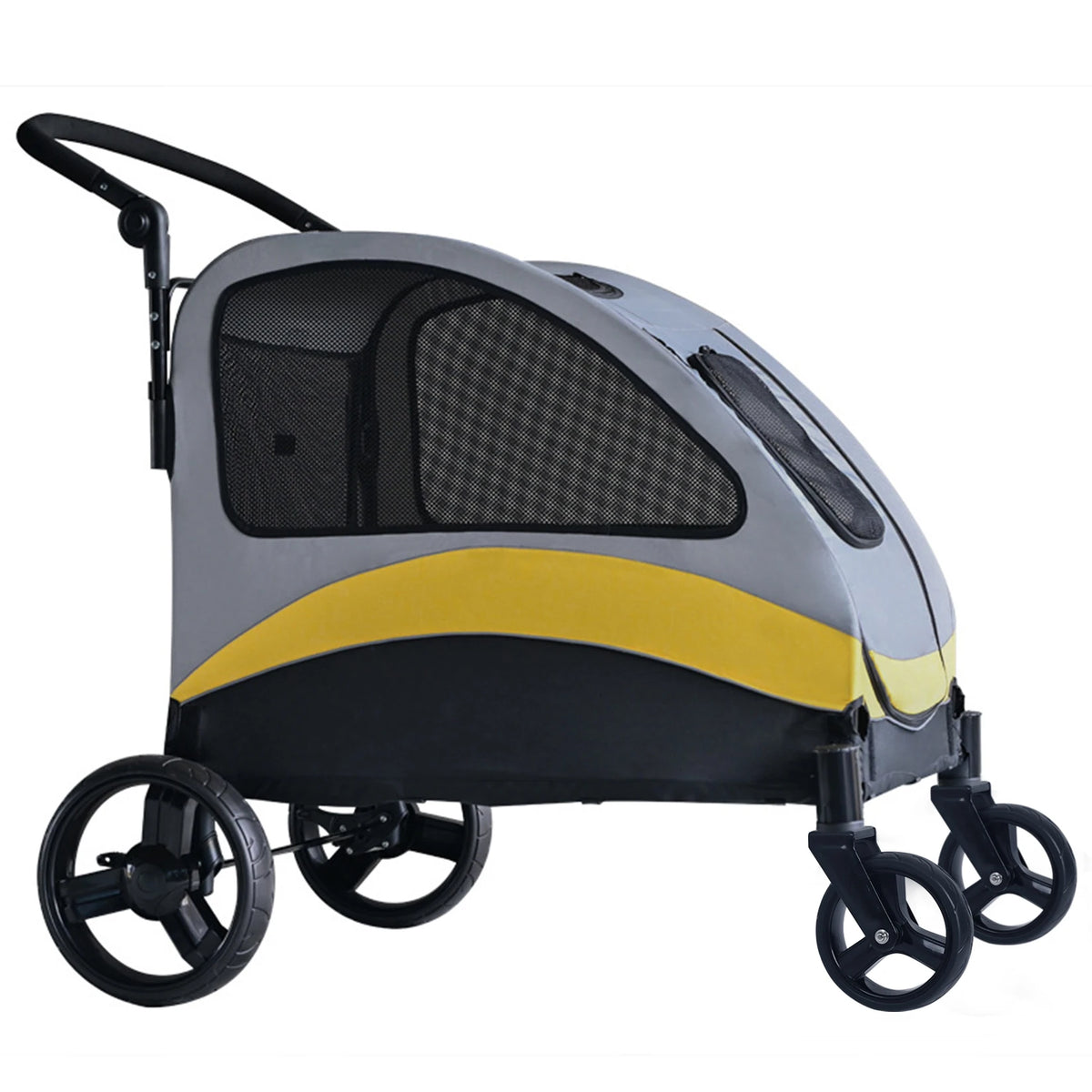 Pet Stroller Foldable 4 Wheel Carrier with Breathable Mesh and Lockable Wheels