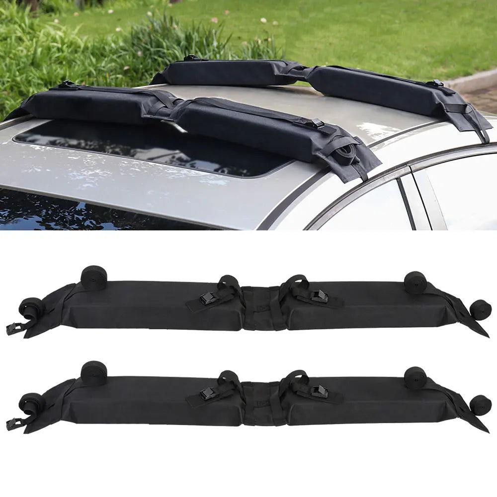Soft Roof Rack Pads with Tie-Down Straps for Kayaks and Surfboards