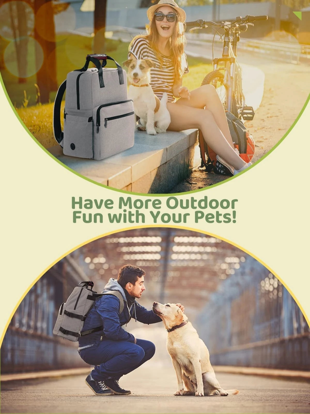 Portable Pet Travel Backpack Set with Food Containers and Collapsible Bowls