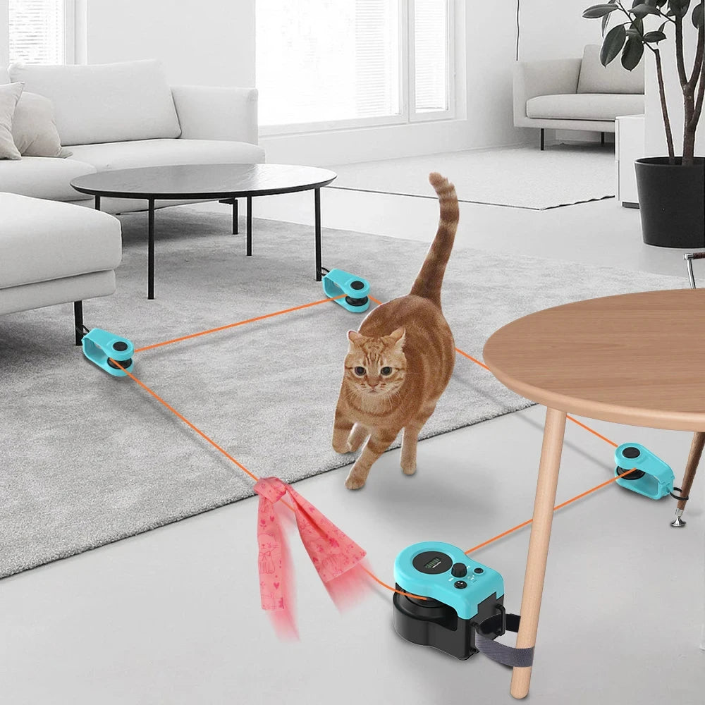 Rechargeable Interactive Cat Toy with Adjustable Speed and Automatic Chase Mode