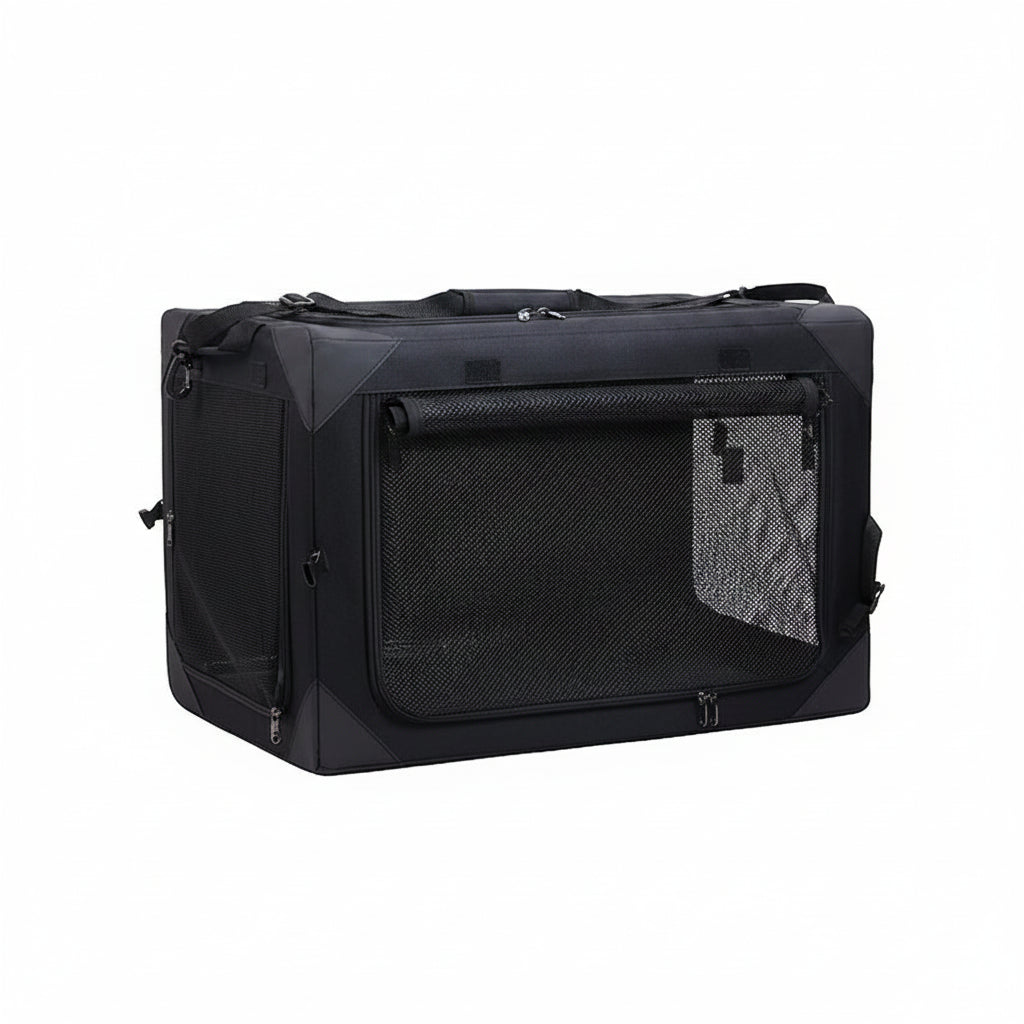 Foldable Soft Pet Travel Crate with Cushion and Carry Handles for Dogs and Cats