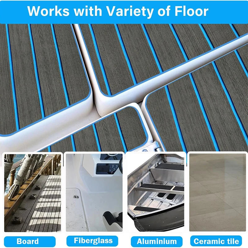 2400 x 450mm EVA Faux Teak Boat Deck Flooring Self Adhesive Marine Deck Mat