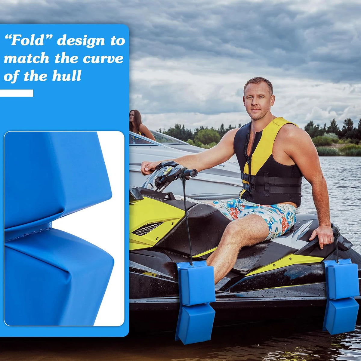 Portable PWC Fender Bumpers 2 Pack with Elastic Cords UV Resistant Dock Protection for Jet Skis