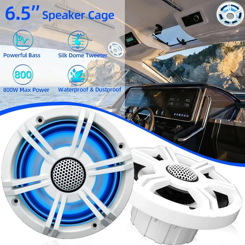 6.5 Inch Marine Coaxial Boat Speaker IPX6 Waterproof UV Resistant 2 Way Audio Speaker 1 Piece