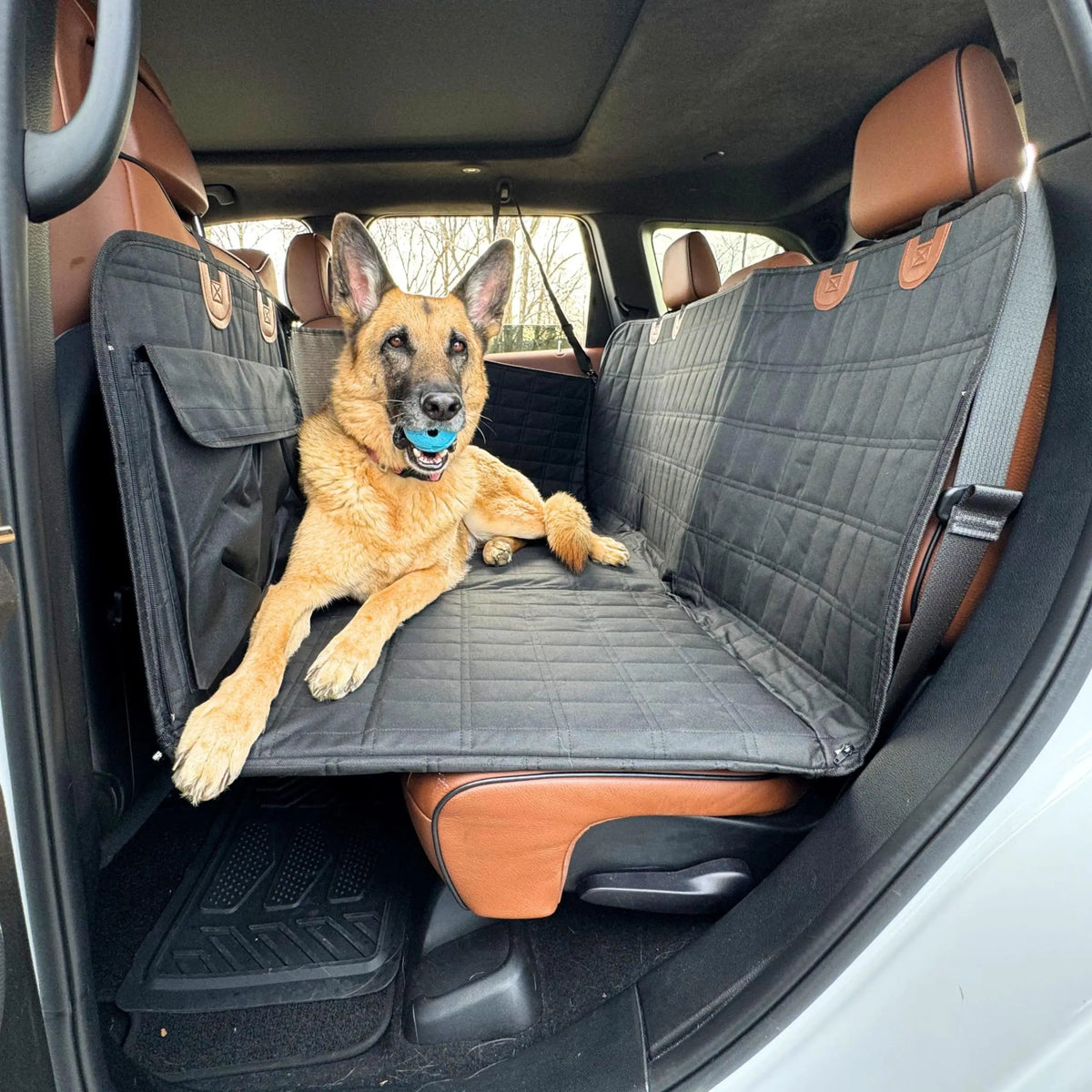 Waterproof Dog Seat Cover with Hard Bottom Back Seat Extender for Cars, SUVs and Trucks