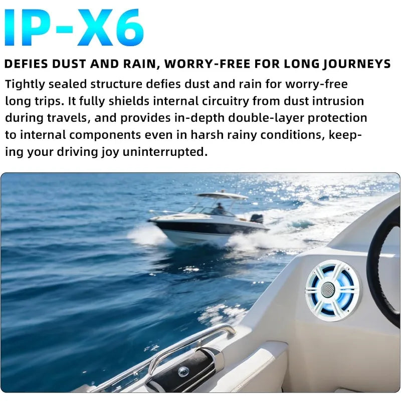 6.5 Inch Marine Coaxial Boat Speaker IPX6 Waterproof UV Resistant 2 Way Audio Speaker 1 Piece