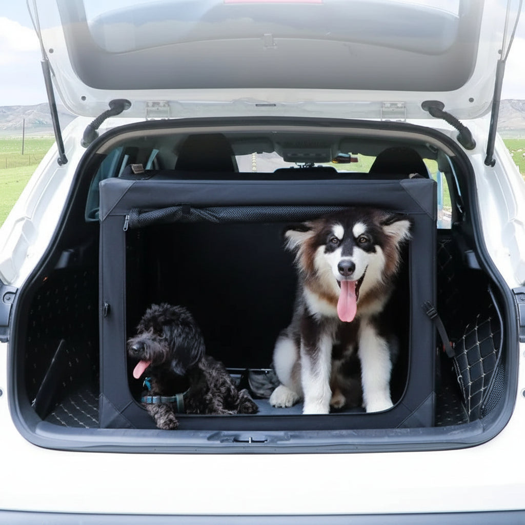 Foldable Soft Pet Travel Crate with Cushion and Carry Handles for Dogs and Cats
