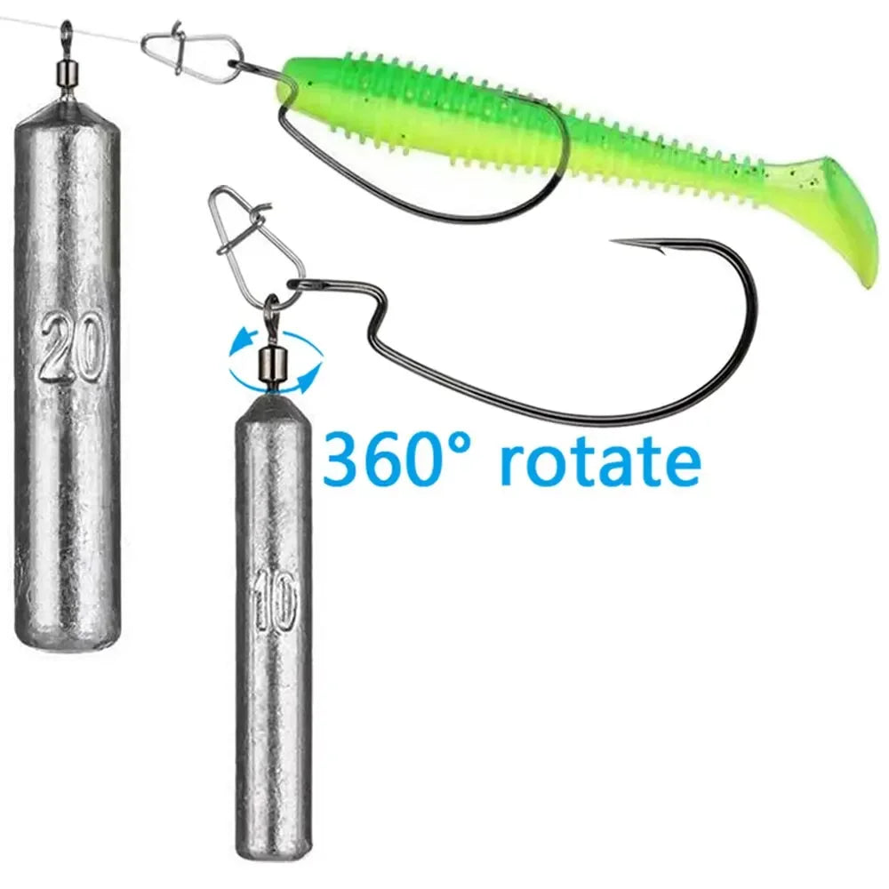 Fishing Sinker Weight Set, 15-Piece Bullet Tube Weights (5g/10g/20g)