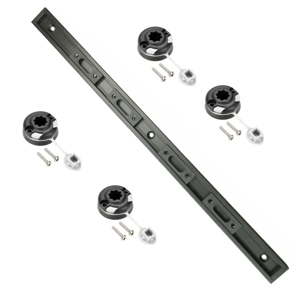 Kayak Track Rail System with 4 Rod Holder Mount Bases Adjustable Fishing Accessory Kit