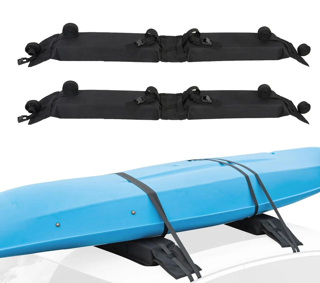 Soft Roof Rack Pads with Tie-Down Straps for Kayaks and Surfboards