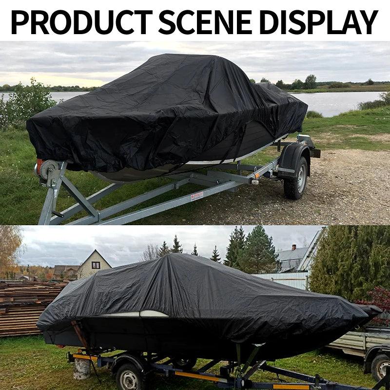 Waterproof Trailerable Boat Cover Heavy Duty Marine Storage Cover with Storage Bagr