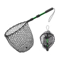 Foldable Telescopic Fishing Landing Net with Silicone Mesh and Aluminium Handle