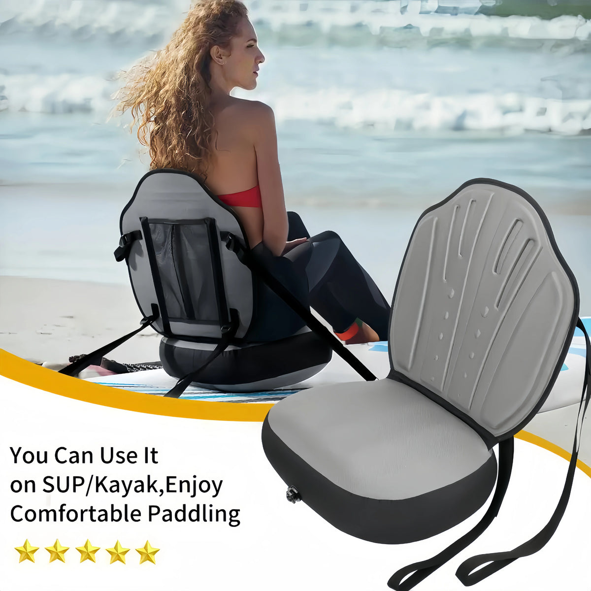 Inflatable Kayak Seat with Backrest Portable Waterproof Cushion for SUP Canoe Boat Fishing