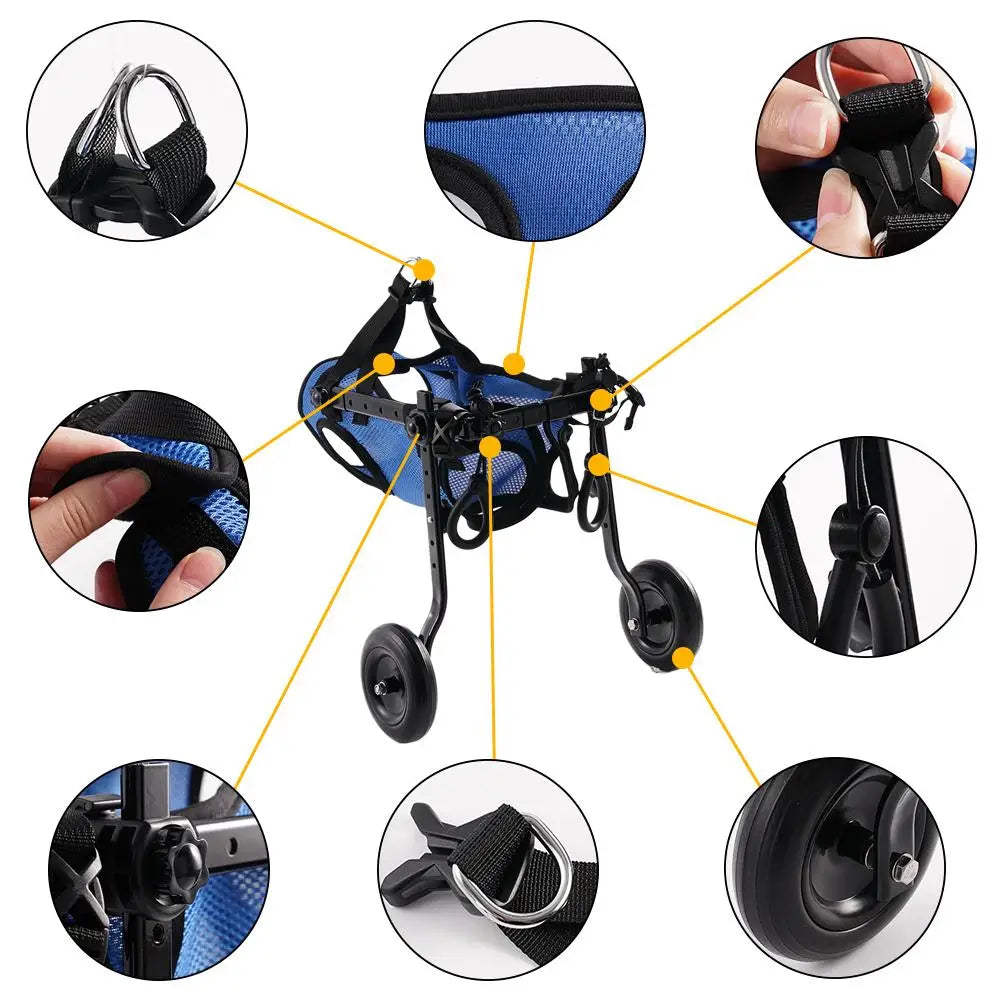 Adjustable Rear Support Dog Wheelchair with Wheels Lightweight Pet Mobility Cart for Small Dogs