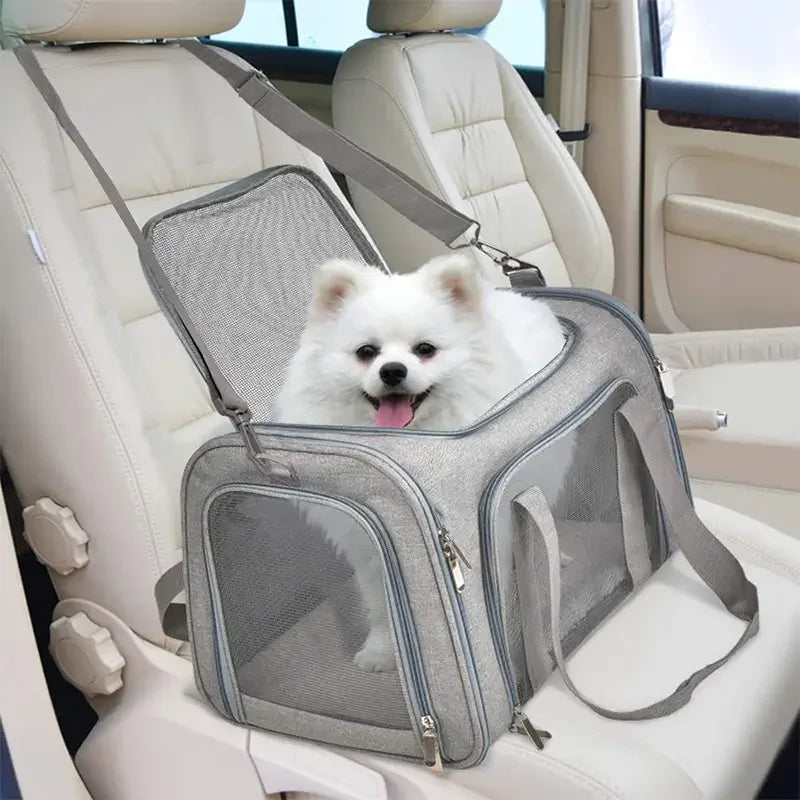 Portable Pet Carrier Travel Bag with Mesh Ventilation for Cats and Small Dogs