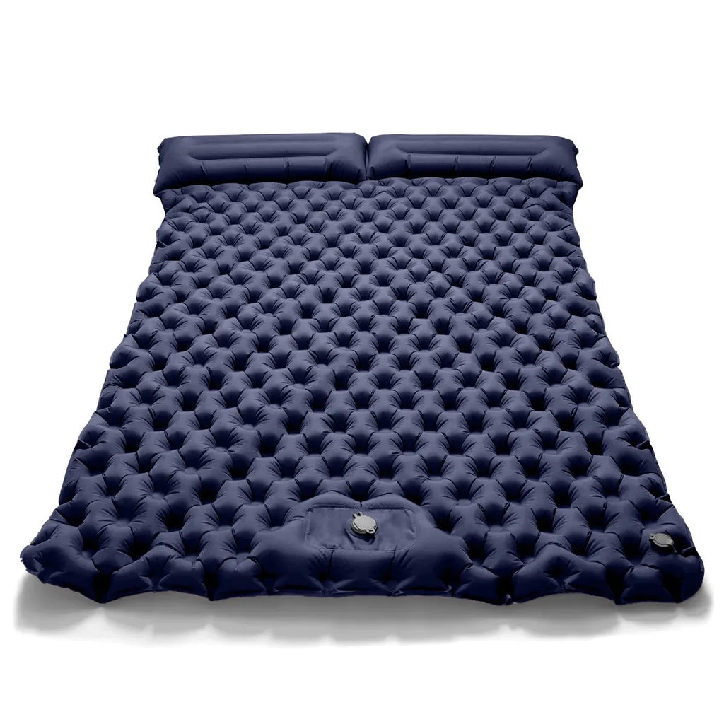 Double Inflatable Camping Mat with Built-In Foot Pump, Waterproof Outdoor Air Bed