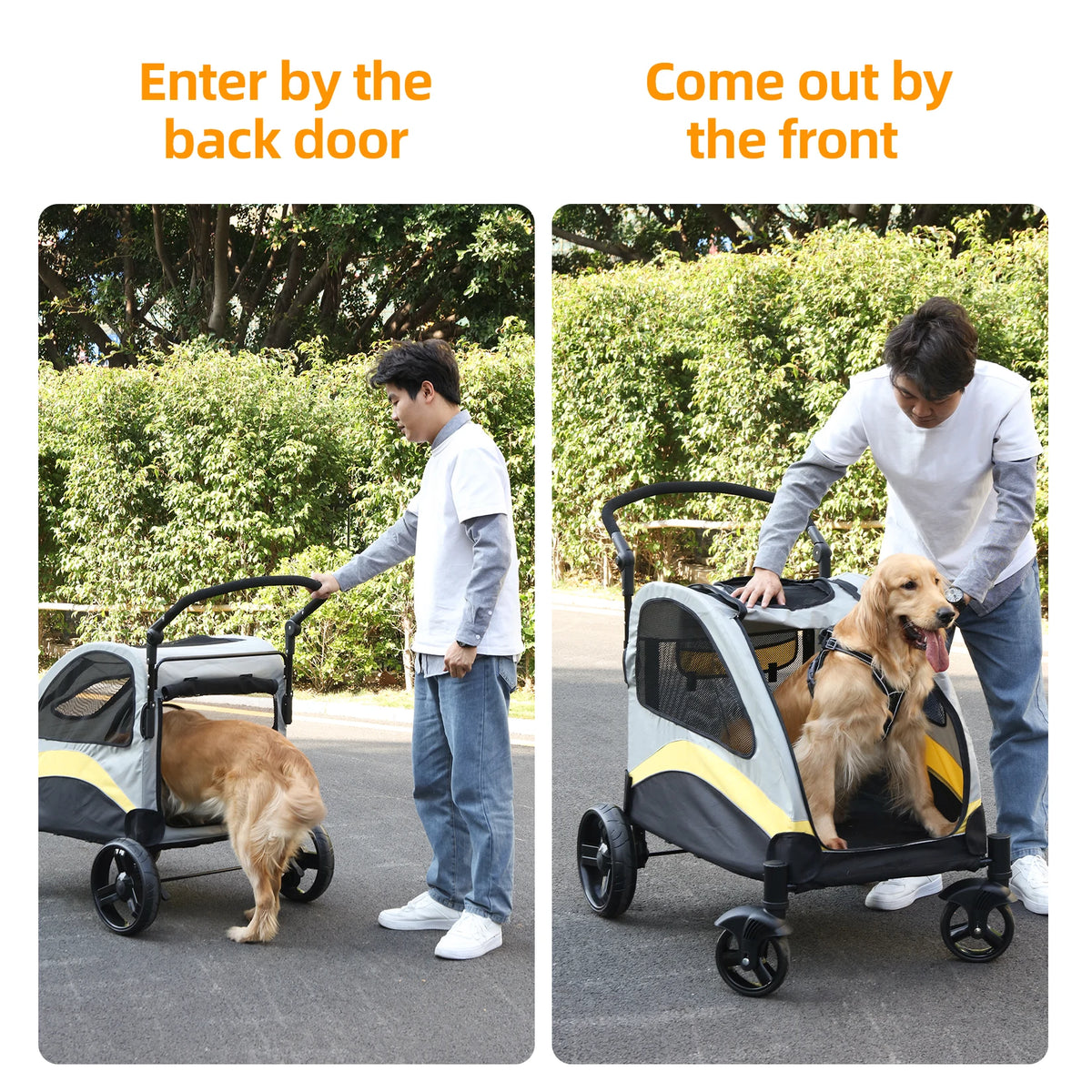 Pet Stroller Foldable 4 Wheel Carrier with Breathable Mesh and Lockable Wheels