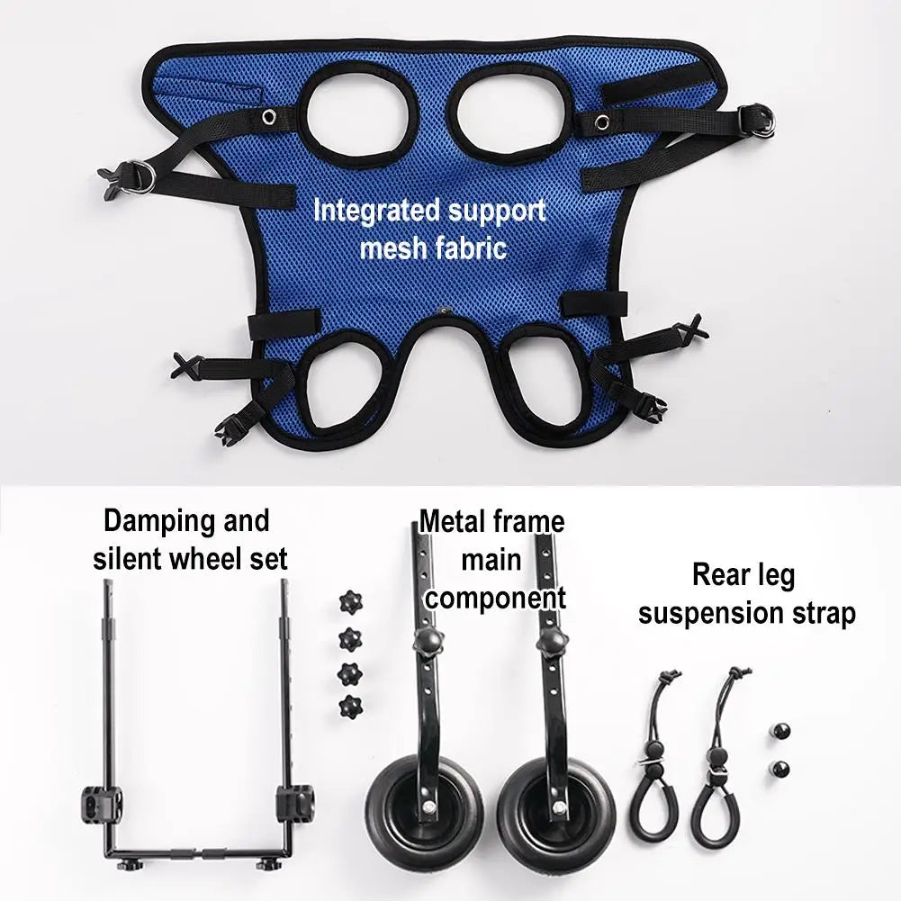 Adjustable Rear Support Dog Wheelchair with Wheels Lightweight Pet Mobility Cart for Small Dogs