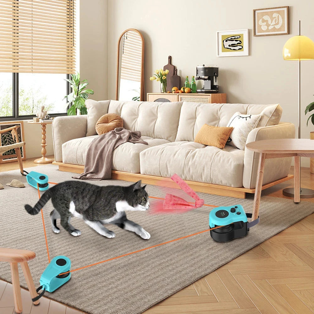 Rechargeable Interactive Cat Toy with Adjustable Speed and Automatic Chase Mode