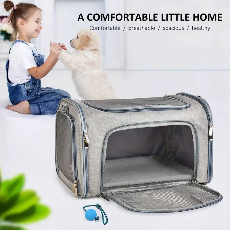 Portable Pet Carrier Travel Bag with Mesh Ventilation for Cats and Small Dogs