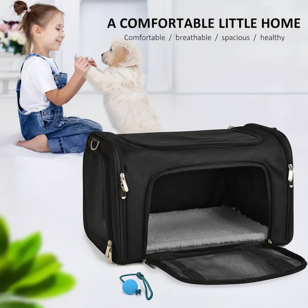 Portable Pet Carrier Travel Bag with Mesh Ventilation for Cats and Small Dogs