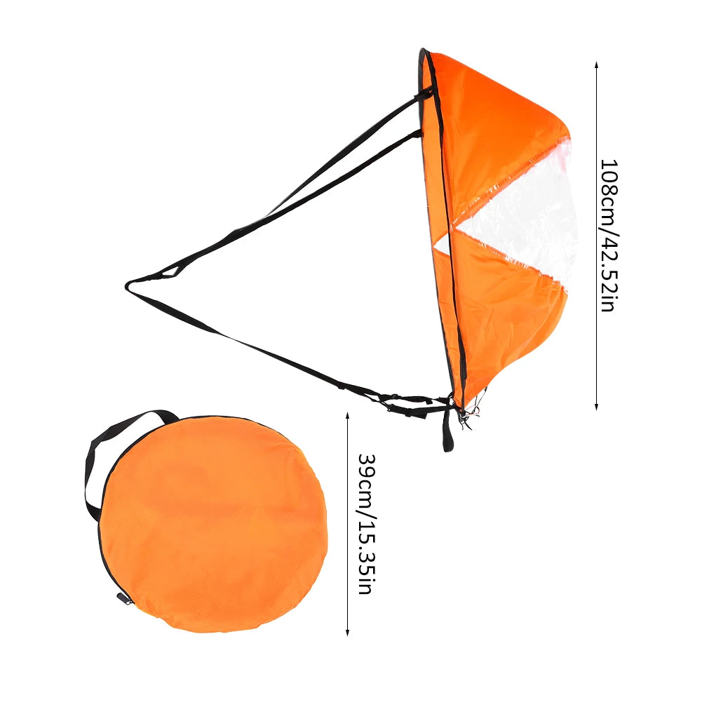 Foldable Kayak Wind Sail Waterproof Nylon Sail with Transparent Window and Storage Bag