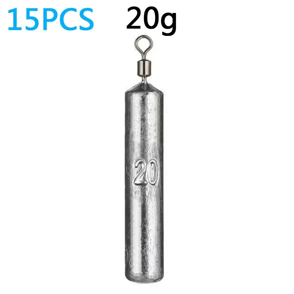 Fishing Sinker Weight Set, 15-Piece Bullet Tube Weights (5g/10g/20g)
