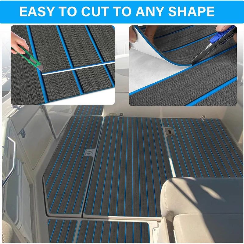 2400 x 450mm EVA Faux Teak Boat Deck Flooring Self Adhesive Marine Deck Mat
