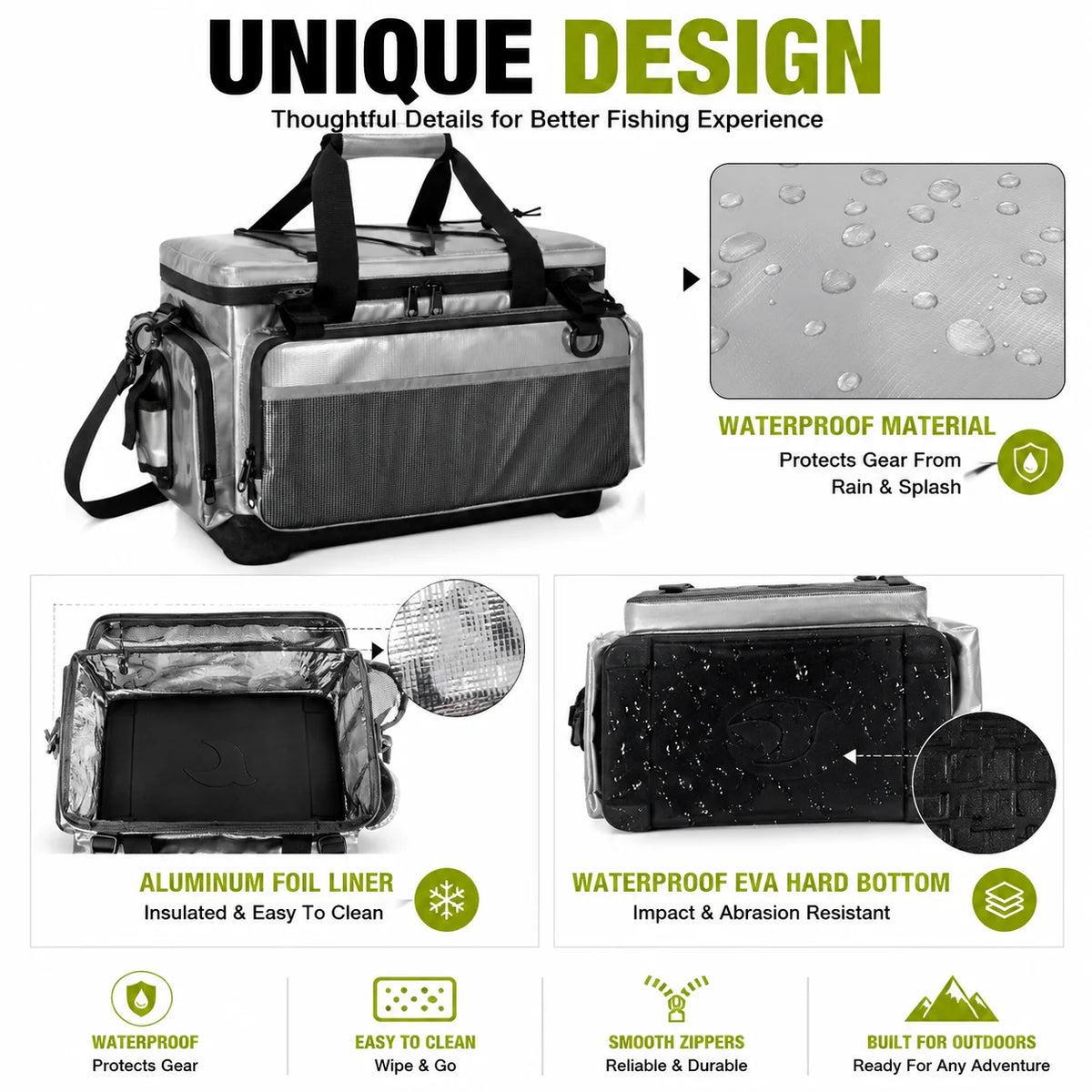 Portable Fishing Tackle Storage Bag with Insulated Cooler Compartment Fits 4 x 3700 Tackle Boxes
