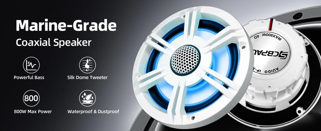 6.5 Inch Marine Coaxial Boat Speaker IPX6 Waterproof UV Resistant 2 Way Audio Speaker 1 Piece