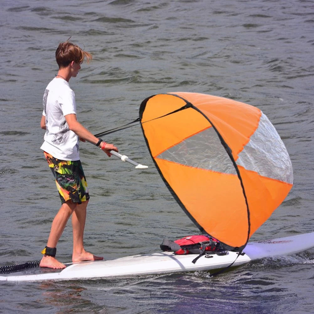Foldable Kayak Wind Sail Waterproof Nylon Sail with Transparent Window and Storage Bag
