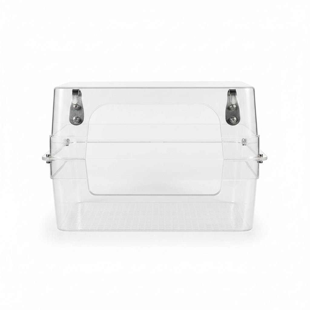 Large Transparent Bird Bath Box for Cage Birds Parrots with Perch Portable Hanging Bird Bath
