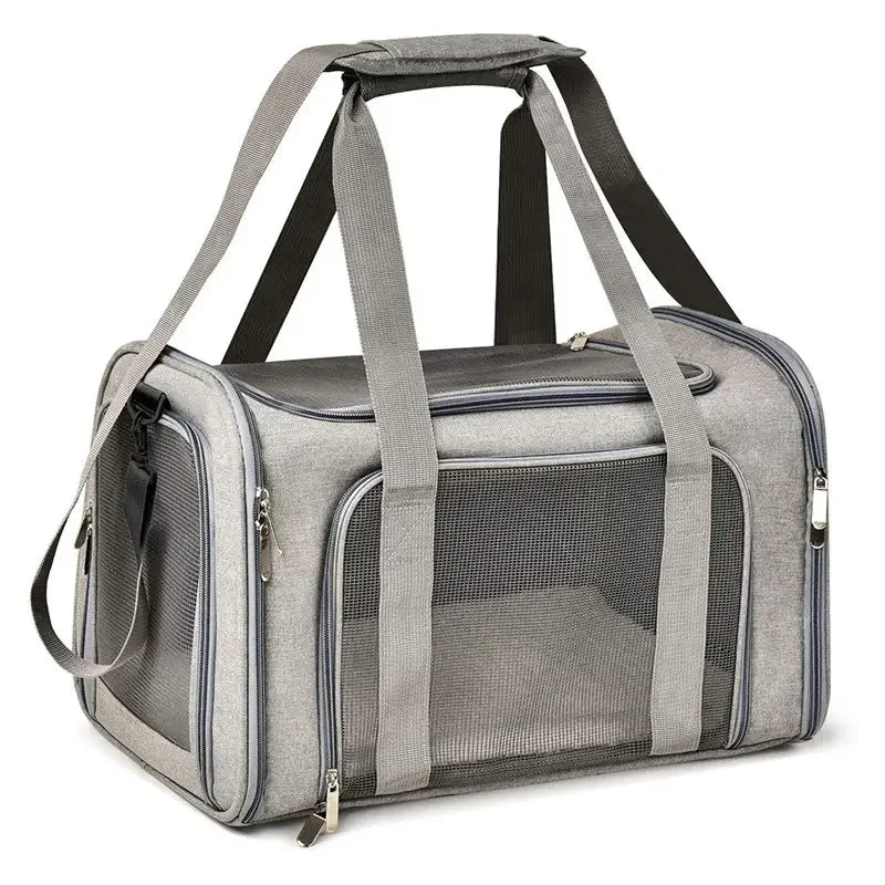 Portable Pet Carrier Travel Bag with Mesh Ventilation for Cats and Small Dogs