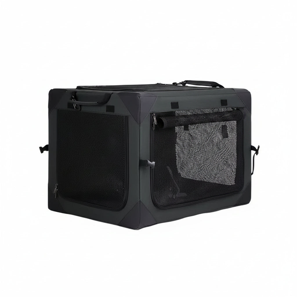 Foldable Soft Pet Travel Crate with Cushion and Carry Handles for Dogs and Cats