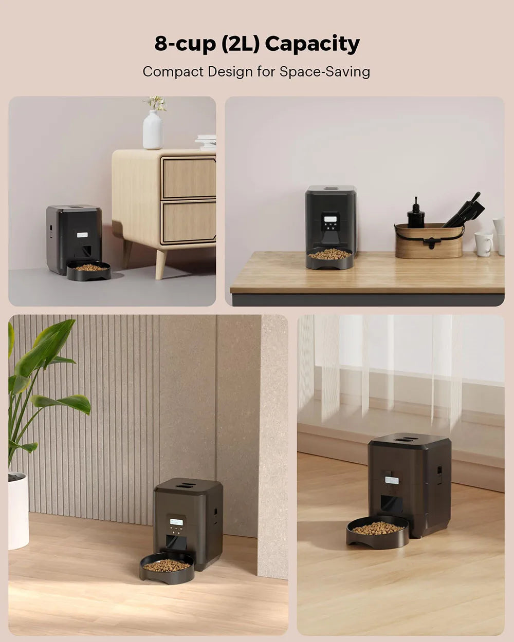 Automatic Pet Feeder with LCD Timer 2L Food Dispenser for Cats and Small Dogs