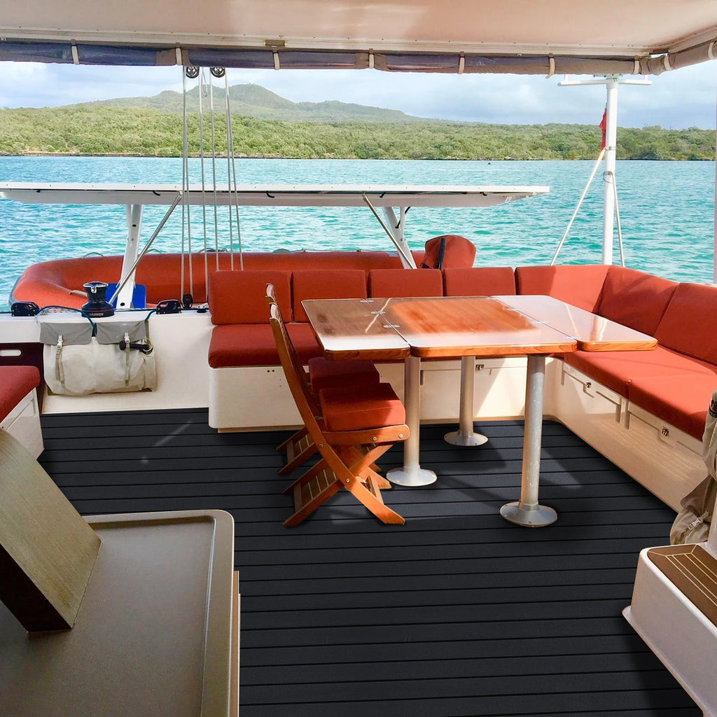 2400 x 450mm EVA Faux Teak Boat Deck Flooring Self Adhesive Marine Deck Mat