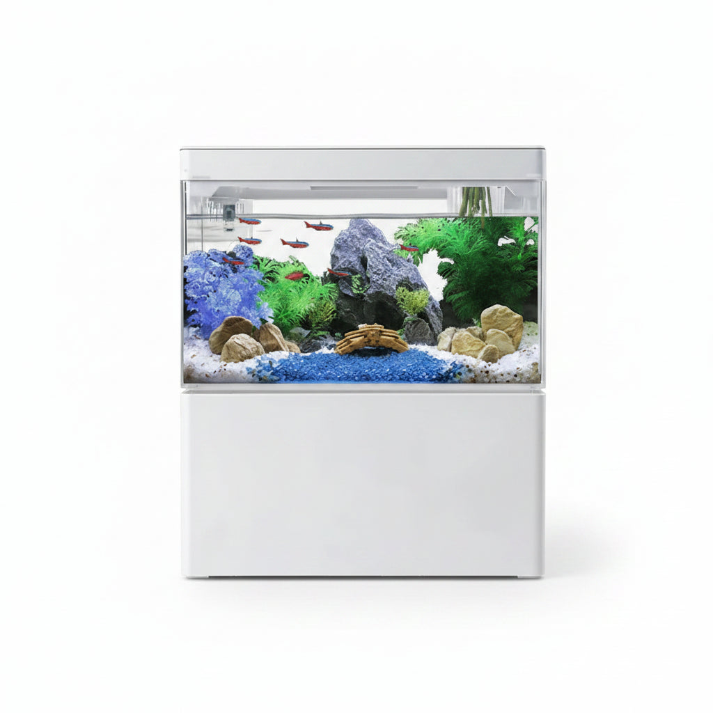 3L USB Powered Mini Aquarium Fish Tank with LED Light, Bottom Filtration and Planter