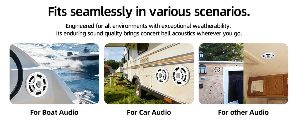 6.5 Inch Marine Coaxial Boat Speaker IPX6 Waterproof UV Resistant 2 Way Audio Speaker 1 Piece