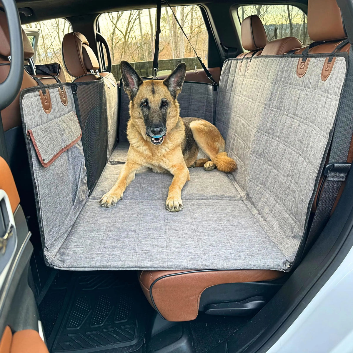 Waterproof Dog Seat Cover with Hard Bottom Back Seat Extender for Cars, SUVs and Trucks