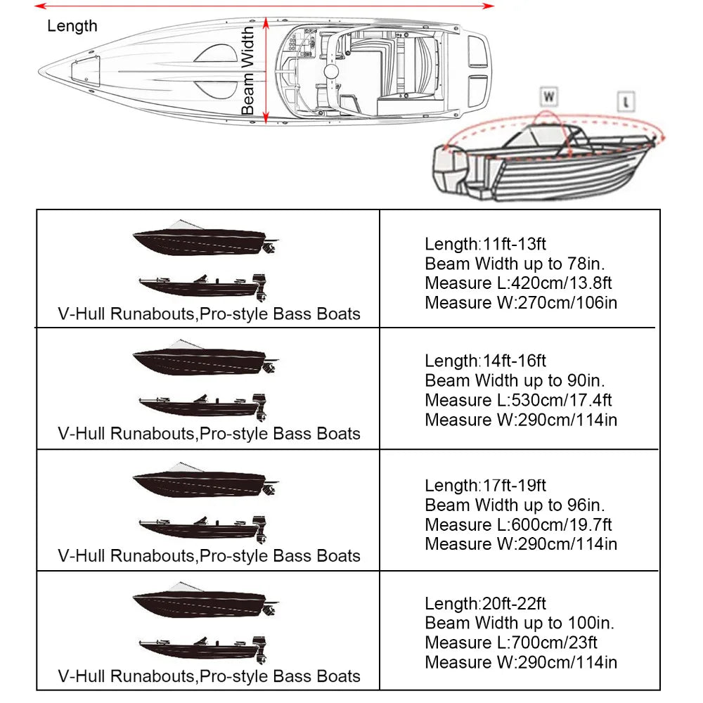Waterproof Trailerable Boat Cover Heavy Duty Marine Storage Cover with Storage Bagr