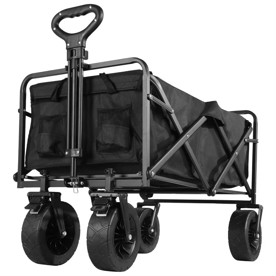 Heavy Duty Folding Wagon Cart with All Terrain Wheels Portable Outdoor Utility Trolley