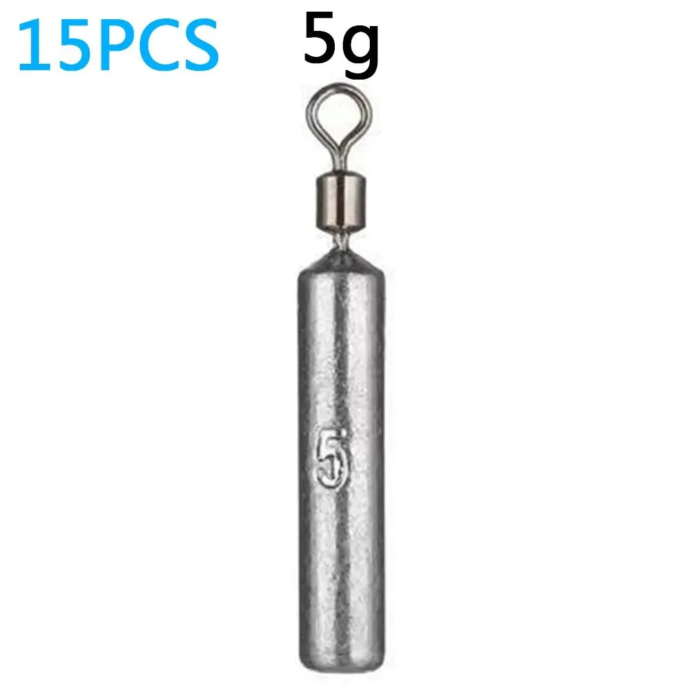 Fishing Sinker Weight Set, 15-Piece Bullet Tube Weights (5g/10g/20g)