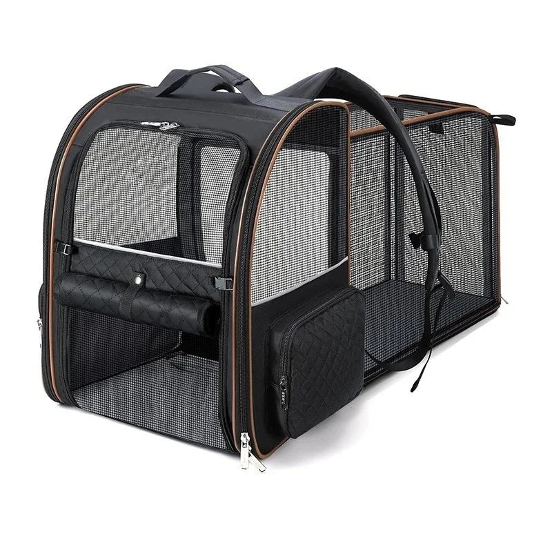 Expandable Pet Carrier Backpack with Mesh Ventilation for Cats and Dogs