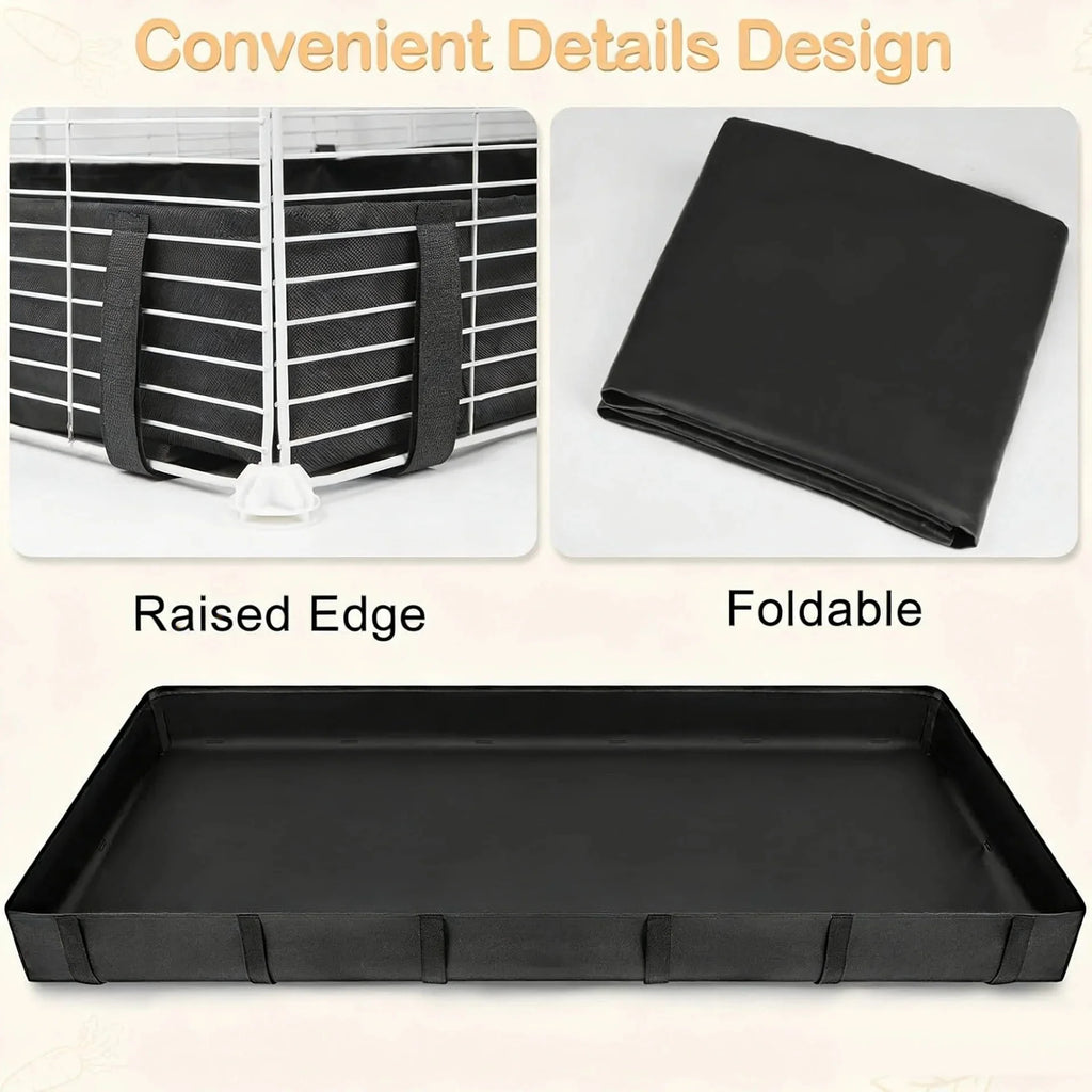 Foldable Waterproof Guinea Pig Cage Liner with Raised Edges for Rabbits and Small Pets